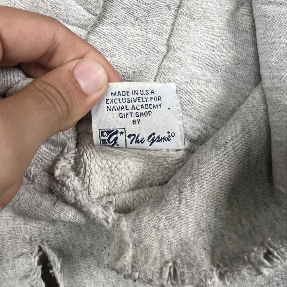 US Naval Academy Hoodie Mens XL Gray Navy Crest Pullover Distressed Sweatshirt - Picture 10 of 10